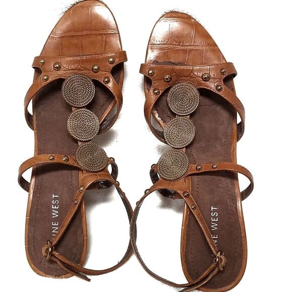 NINE West Robertao Strappy Open Toe Kitten Heels 7 - Picture 6 of 8